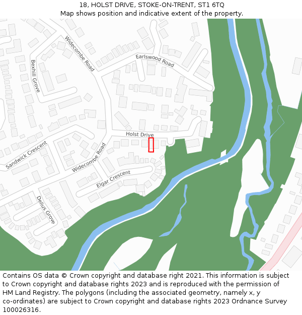 18, HOLST DRIVE, STOKE-ON-TRENT, ST1 6TQ: Location map and indicative extent of plot