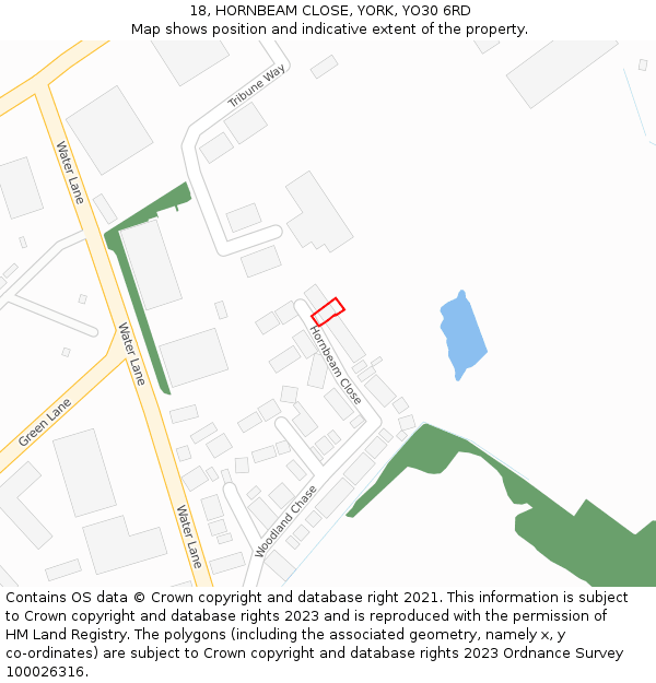 18, HORNBEAM CLOSE, YORK, YO30 6RD: Location map and indicative extent of plot