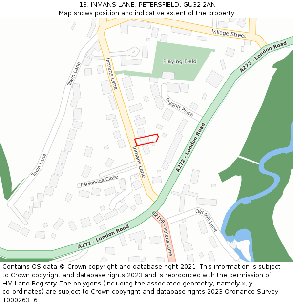 18, INMANS LANE, PETERSFIELD, GU32 2AN: Location map and indicative extent of plot