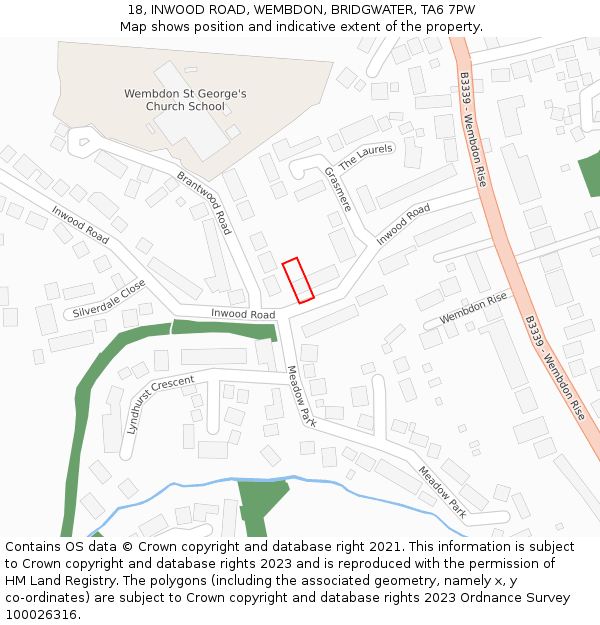 18, INWOOD ROAD, WEMBDON, BRIDGWATER, TA6 7PW: Location map and indicative extent of plot
