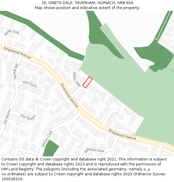 18, ISBETS DALE, TAVERHAM, NORWICH, NR8 6XA: Location map and indicative extent of plot