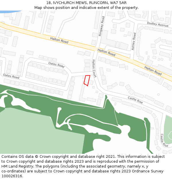 18, IVYCHURCH MEWS, RUNCORN, WA7 5AR: Location map and indicative extent of plot