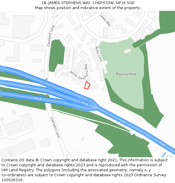 18, JAMES STEPHENS WAY, CHEPSTOW, NP16 5GE: Location map and indicative extent of plot