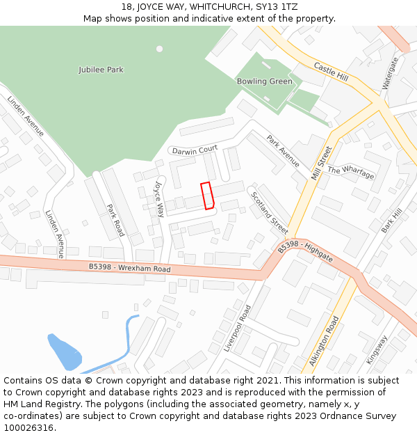 18, JOYCE WAY, WHITCHURCH, SY13 1TZ: Location map and indicative extent of plot