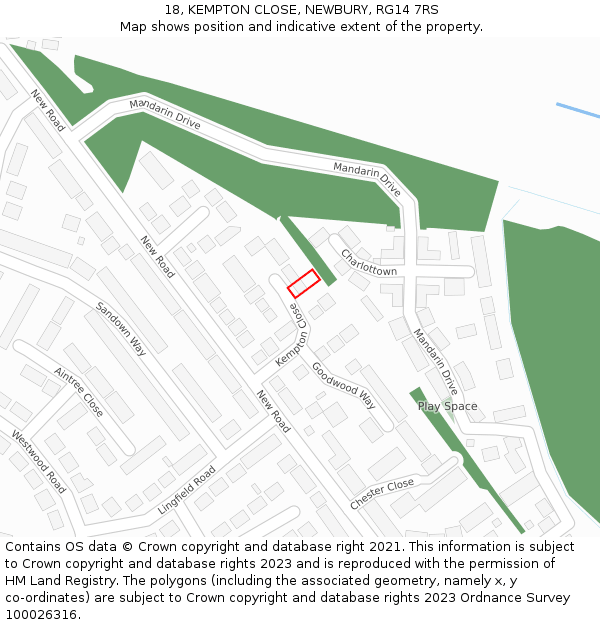 18, KEMPTON CLOSE, NEWBURY, RG14 7RS: Location map and indicative extent of plot