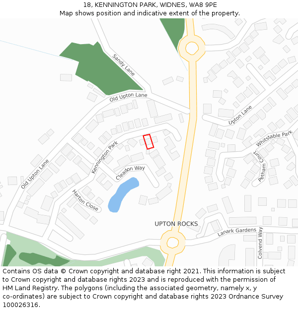 18, KENNINGTON PARK, WIDNES, WA8 9PE: Location map and indicative extent of plot