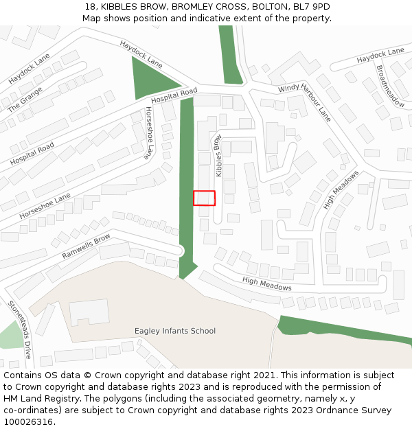 18, KIBBLES BROW, BROMLEY CROSS, BOLTON, BL7 9PD: Location map and indicative extent of plot