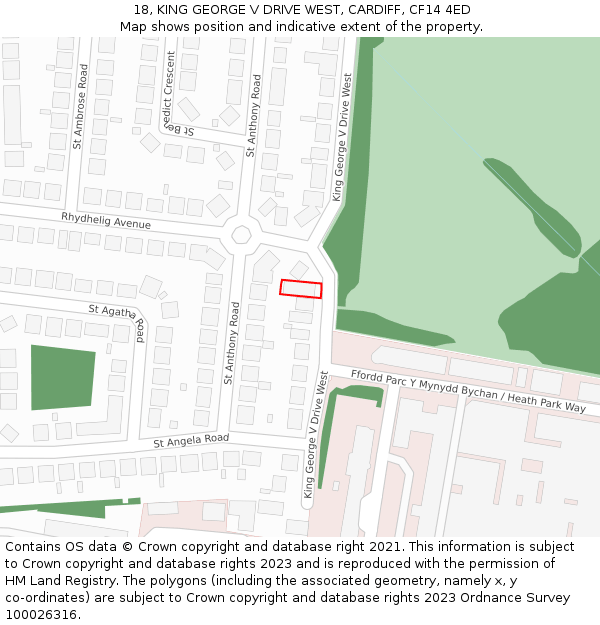 18, KING GEORGE V DRIVE WEST, CARDIFF, CF14 4ED: Location map and indicative extent of plot