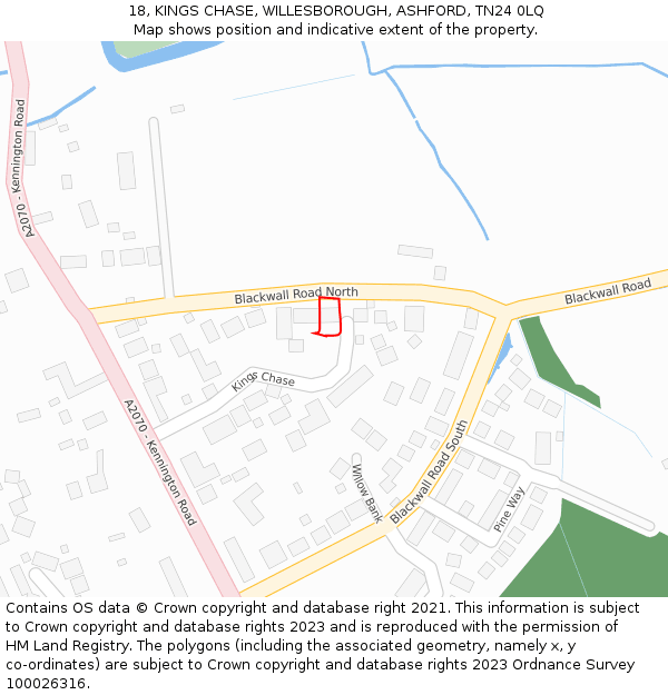18, KINGS CHASE, WILLESBOROUGH, ASHFORD, TN24 0LQ: Location map and indicative extent of plot
