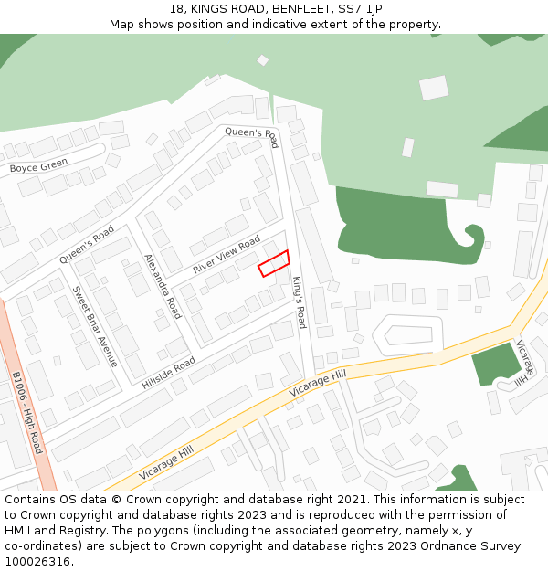 18, KINGS ROAD, BENFLEET, SS7 1JP: Location map and indicative extent of plot