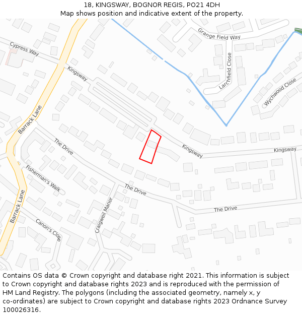 18, KINGSWAY, BOGNOR REGIS, PO21 4DH: Location map and indicative extent of plot