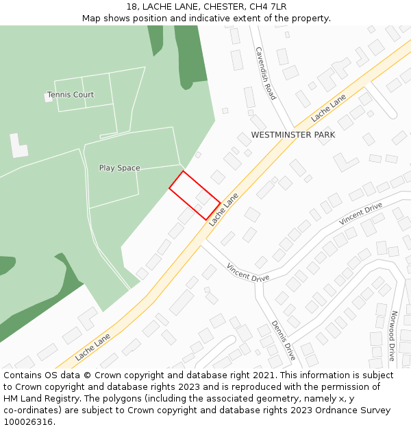 18, LACHE LANE, CHESTER, CH4 7LR: Location map and indicative extent of plot