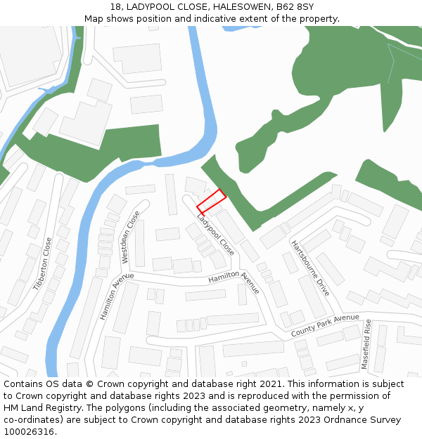 18, LADYPOOL CLOSE, HALESOWEN, B62 8SY: Location map and indicative extent of plot