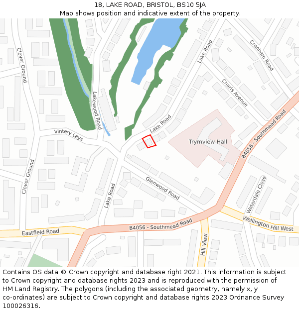 18, LAKE ROAD, BRISTOL, BS10 5JA: Location map and indicative extent of plot