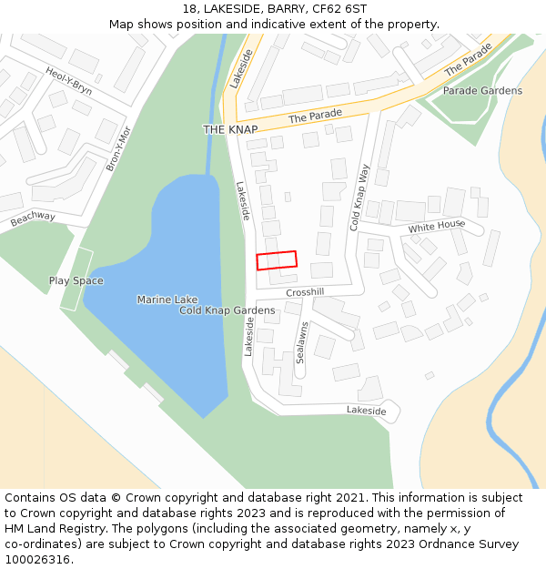 18, LAKESIDE, BARRY, CF62 6ST: Location map and indicative extent of plot