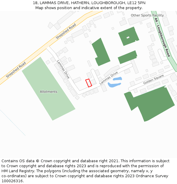 18, LAMMAS DRIVE, HATHERN, LOUGHBOROUGH, LE12 5PN: Location map and indicative extent of plot