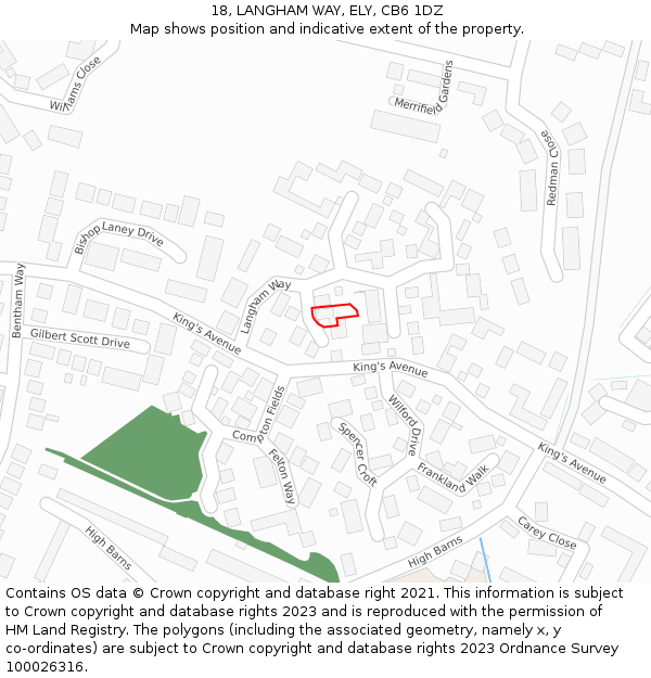 18, LANGHAM WAY, ELY, CB6 1DZ: Location map and indicative extent of plot