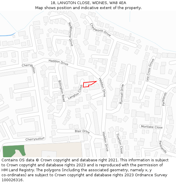 18, LANGTON CLOSE, WIDNES, WA8 4EA: Location map and indicative extent of plot