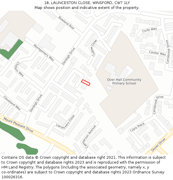 18, LAUNCESTON CLOSE, WINSFORD, CW7 1LY: Location map and indicative extent of plot