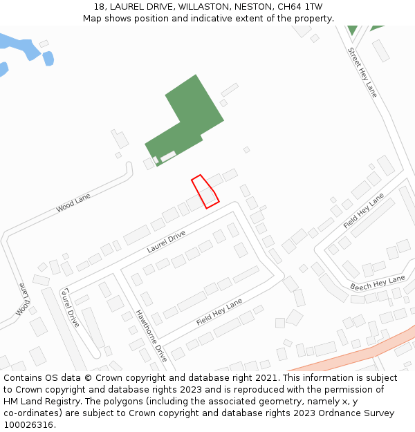 18, LAUREL DRIVE, WILLASTON, NESTON, CH64 1TW: Location map and indicative extent of plot