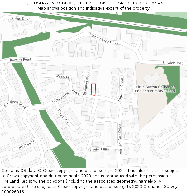 18, LEDSHAM PARK DRIVE, LITTLE SUTTON, ELLESMERE PORT, CH66 4XZ: Location map and indicative extent of plot