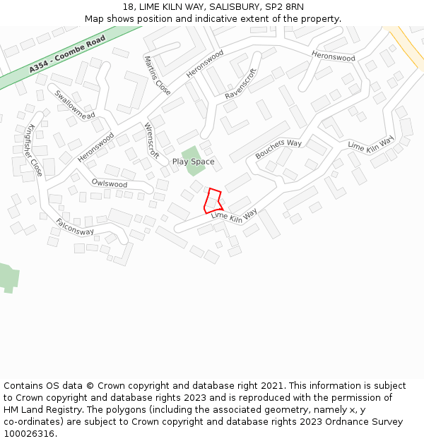 18, LIME KILN WAY, SALISBURY, SP2 8RN: Location map and indicative extent of plot