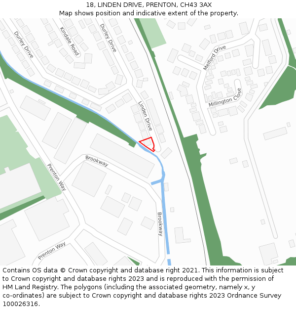 18, LINDEN DRIVE, PRENTON, CH43 3AX: Location map and indicative extent of plot