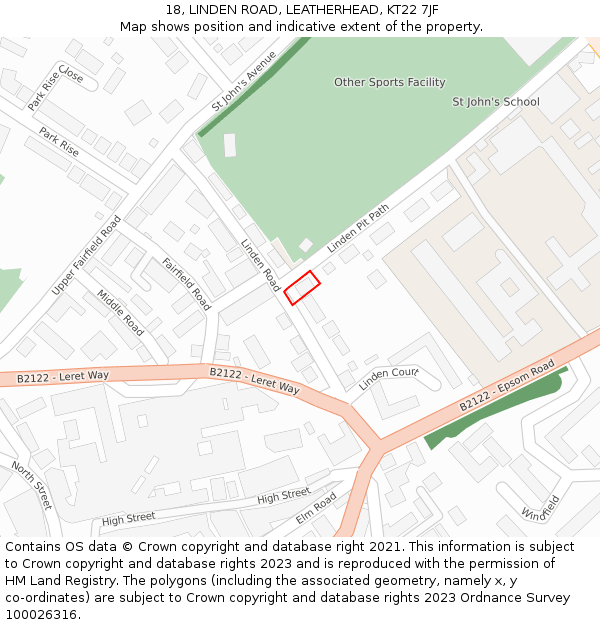 18, LINDEN ROAD, LEATHERHEAD, KT22 7JF: Location map and indicative extent of plot