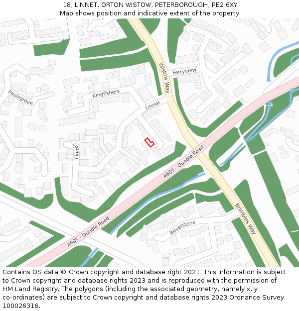18, LINNET, ORTON WISTOW, PETERBOROUGH, PE2 6XY: Location map and indicative extent of plot