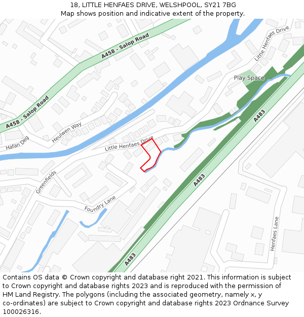 18, LITTLE HENFAES DRIVE, WELSHPOOL, SY21 7BG: Location map and indicative extent of plot