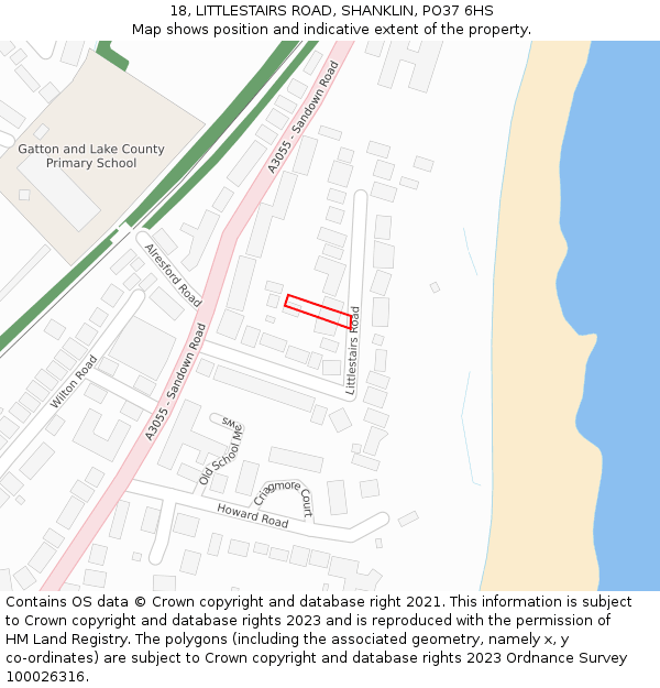 18, LITTLESTAIRS ROAD, SHANKLIN, PO37 6HS: Location map and indicative extent of plot