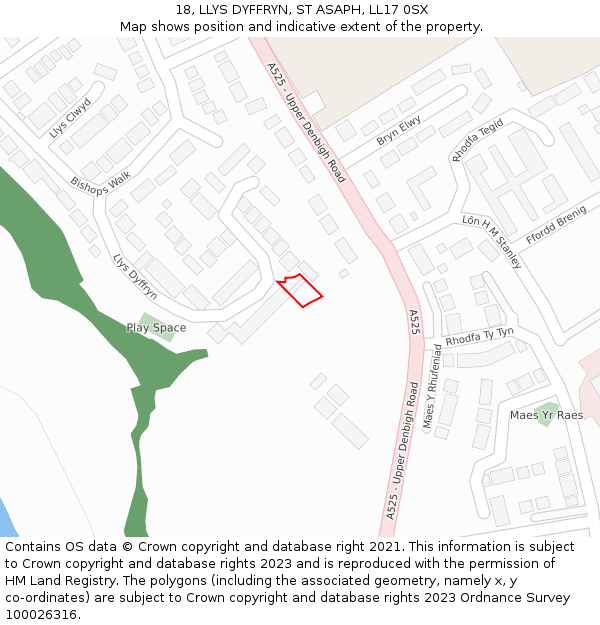 18, LLYS DYFFRYN, ST ASAPH, LL17 0SX: Location map and indicative extent of plot