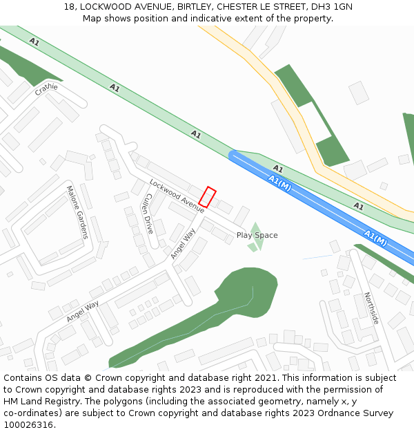 18, LOCKWOOD AVENUE, BIRTLEY, CHESTER LE STREET, DH3 1GN: Location map and indicative extent of plot