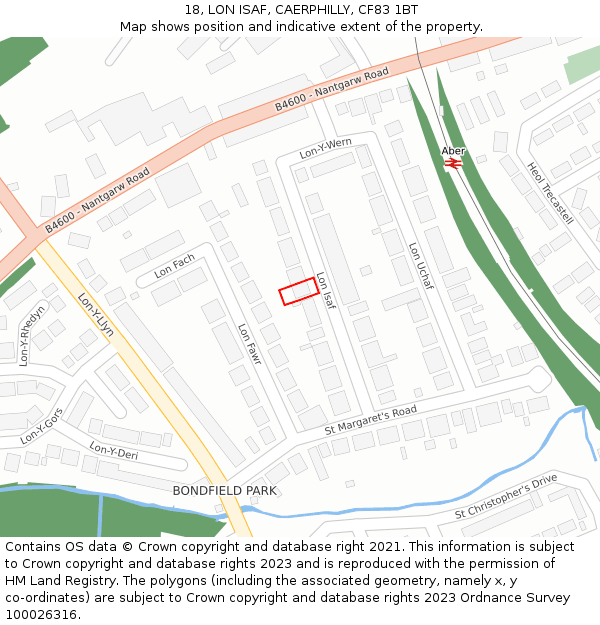 18, LON ISAF, CAERPHILLY, CF83 1BT: Location map and indicative extent of plot