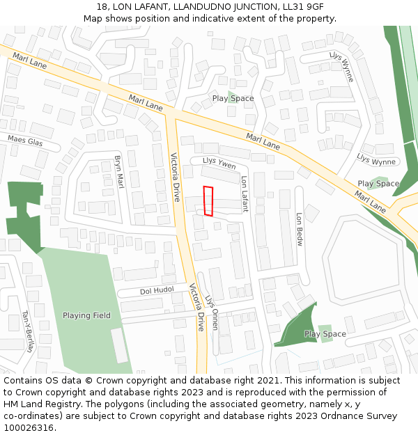 18, LON LAFANT, LLANDUDNO JUNCTION, LL31 9GF: Location map and indicative extent of plot