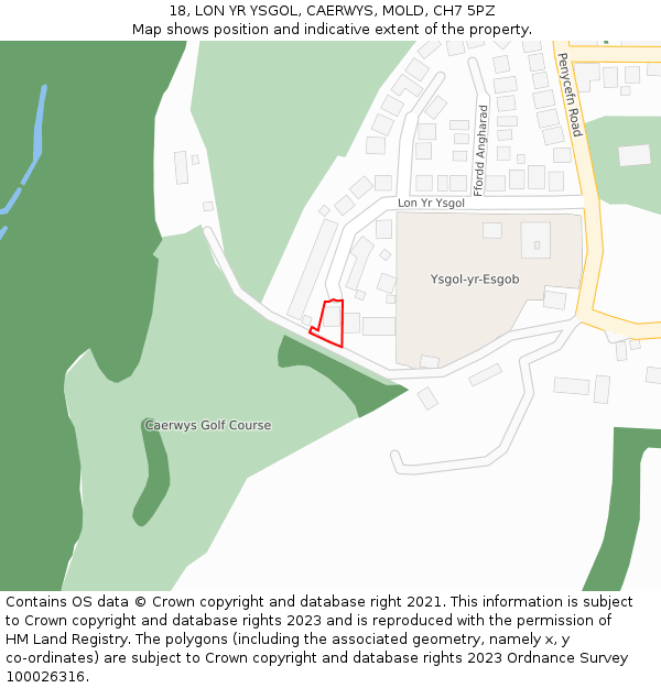 18, LON YR YSGOL, CAERWYS, MOLD, CH7 5PZ: Location map and indicative extent of plot