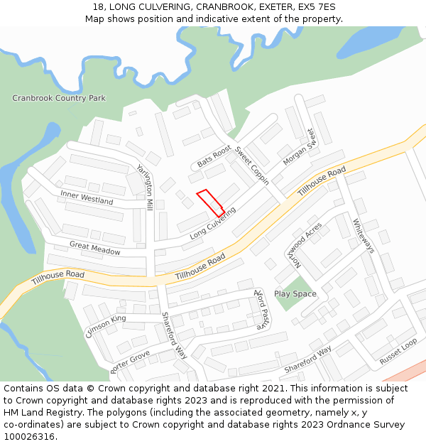 18, LONG CULVERING, CRANBROOK, EXETER, EX5 7ES: Location map and indicative extent of plot