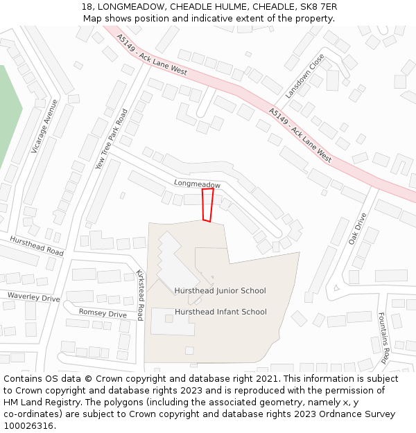 18, LONGMEADOW, CHEADLE HULME, CHEADLE, SK8 7ER: Location map and indicative extent of plot