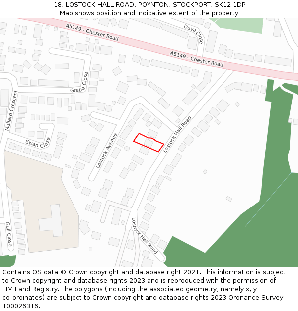 18, LOSTOCK HALL ROAD, POYNTON, STOCKPORT, SK12 1DP: Location map and indicative extent of plot