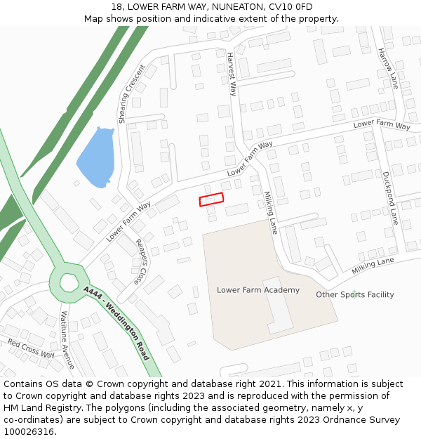 18, LOWER FARM WAY, NUNEATON, CV10 0FD: Location map and indicative extent of plot