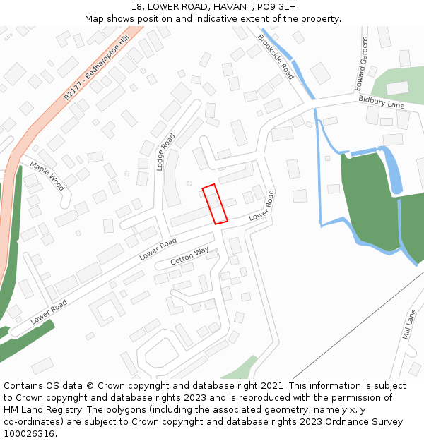 18, LOWER ROAD, HAVANT, PO9 3LH: Location map and indicative extent of plot