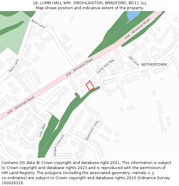 18, LUMB HALL WAY, DRIGHLINGTON, BRADFORD, BD11 1LL: Location map and indicative extent of plot