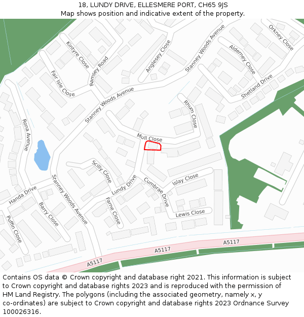 18, LUNDY DRIVE, ELLESMERE PORT, CH65 9JS: Location map and indicative extent of plot