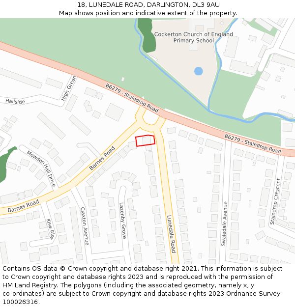 18, LUNEDALE ROAD, DARLINGTON, DL3 9AU: Location map and indicative extent of plot