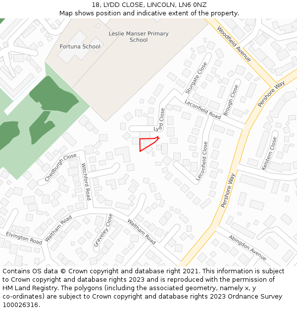 18, LYDD CLOSE, LINCOLN, LN6 0NZ: Location map and indicative extent of plot