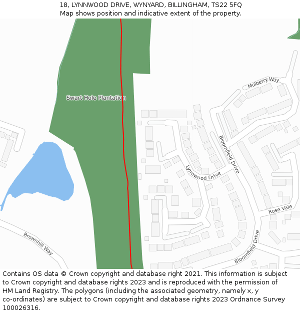 18, LYNNWOOD DRIVE, WYNYARD, BILLINGHAM, TS22 5FQ: Location map and indicative extent of plot