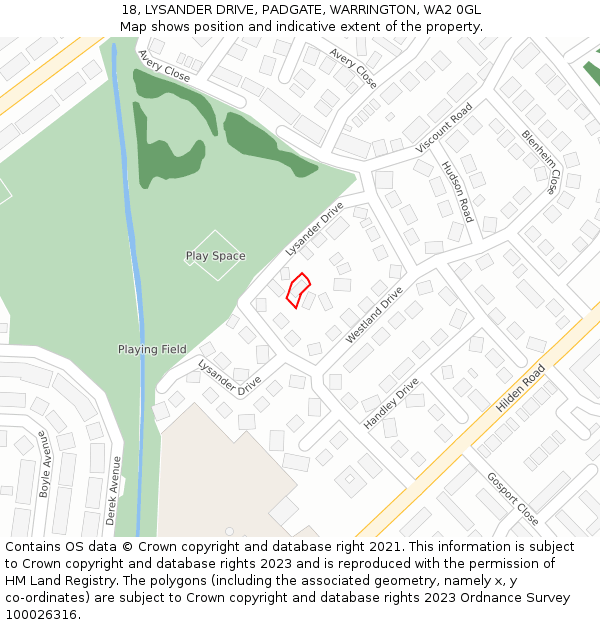 18, LYSANDER DRIVE, PADGATE, WARRINGTON, WA2 0GL: Location map and indicative extent of plot