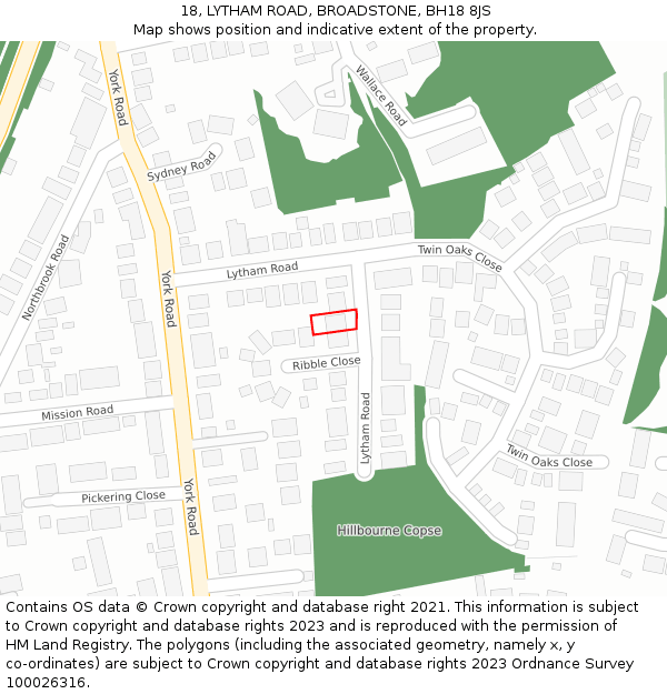 18, LYTHAM ROAD, BROADSTONE, BH18 8JS: Location map and indicative extent of plot