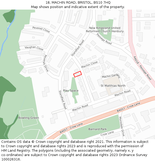 18, MACHIN ROAD, BRISTOL, BS10 7HQ: Location map and indicative extent of plot