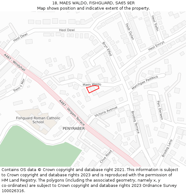 18, MAES WALDO, FISHGUARD, SA65 9ER: Location map and indicative extent of plot